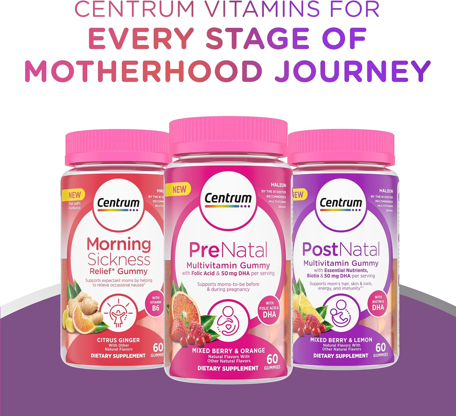 Centrum Prenatal Multivitamin Gummies with DHA and Folic Acid, Mixed Berry and Orange - 60 Count - görsel 6