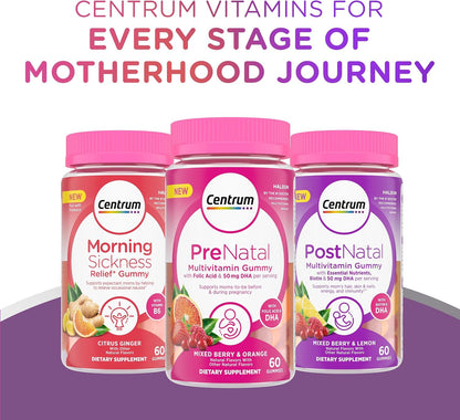 Centrum Prenatal Multivitamin Gummies with DHA and Folic Acid, Mixed Berry and Orange - 60 Count