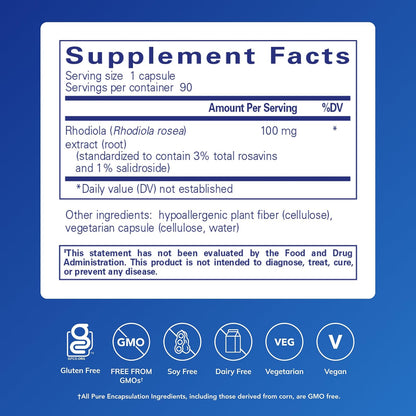 Pure Encapsulations Rhodiola Rosea - Adaptogen for Occasional Stress & Fatigue Support - 90 Capsules