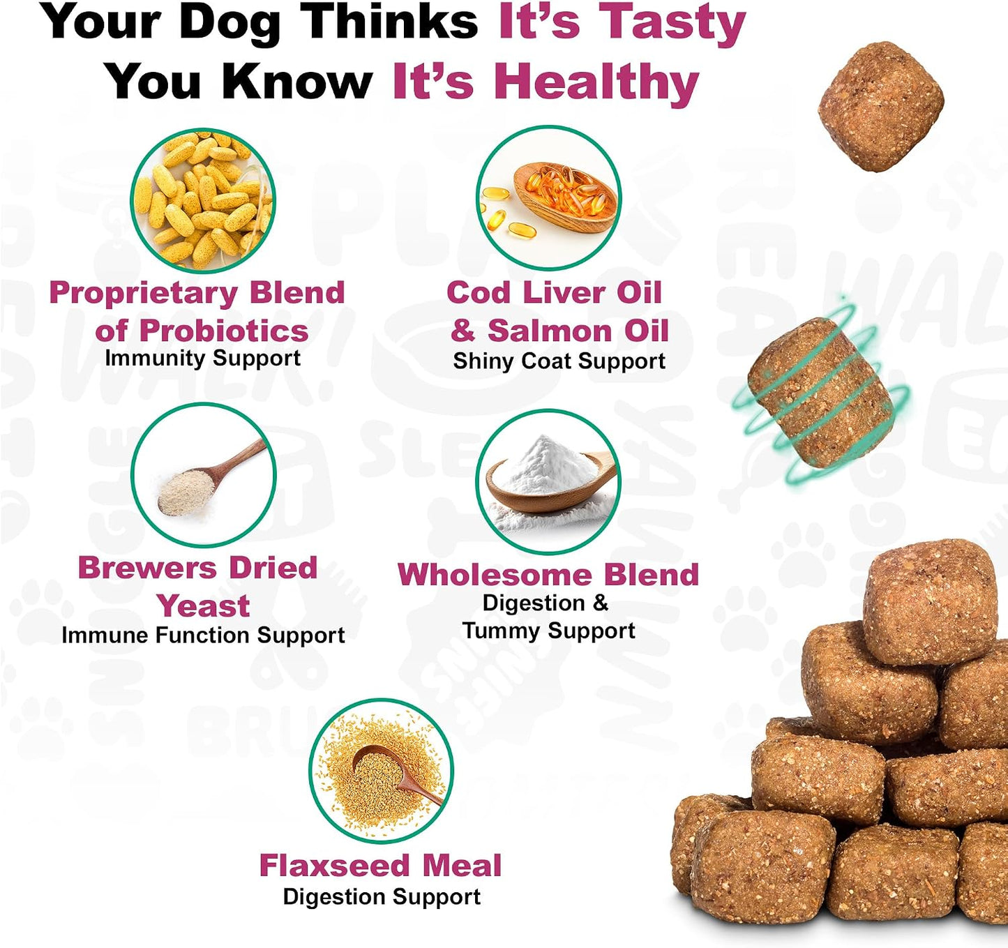 Doggie Dailies Probiotics for Dogs with Prebiotics - Duck Flavour Soft Chews (225 Count) - görsel 7