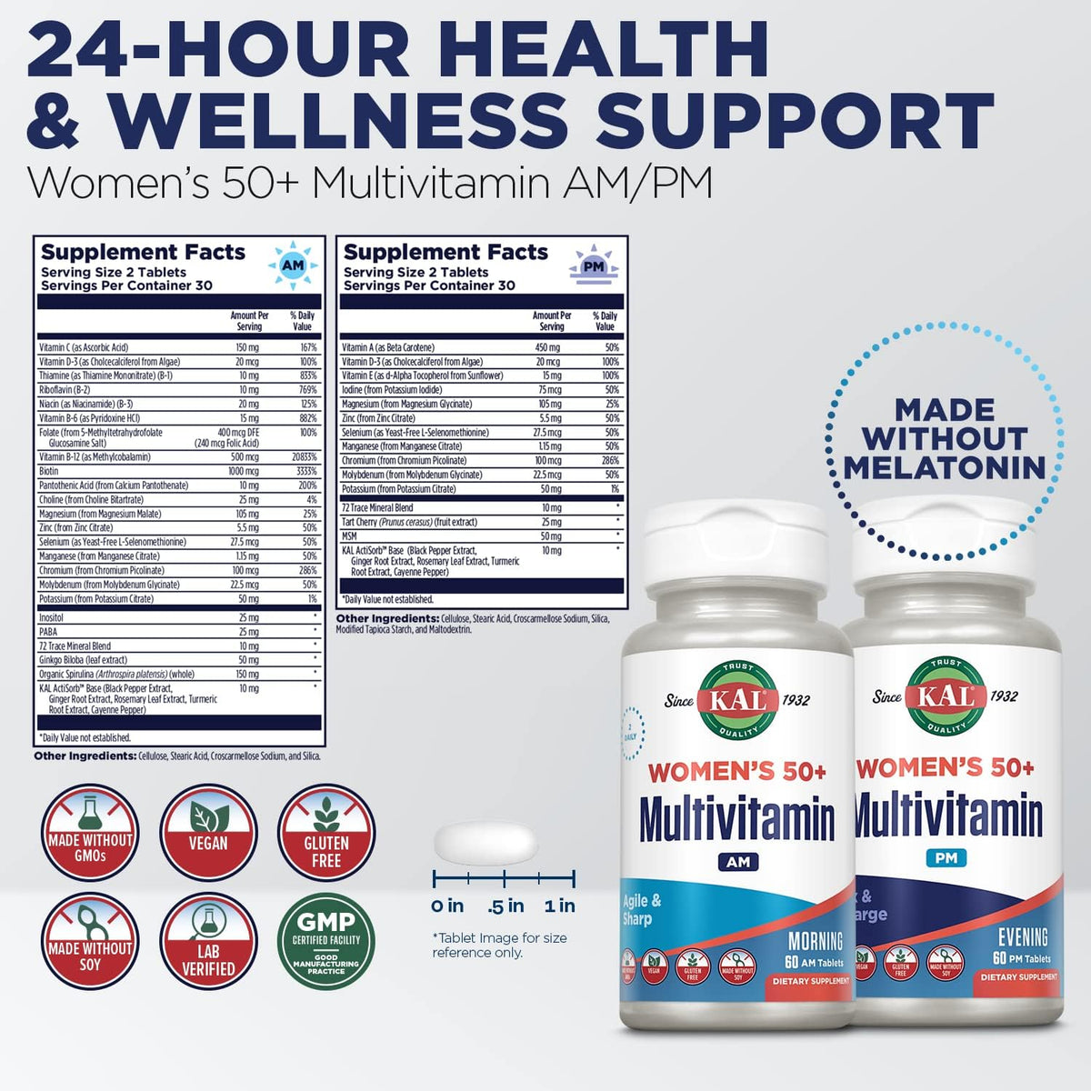 KAL Plus 2-in-1 Multivitamin for Women Over 50 AM/PM Formula - görsel 3