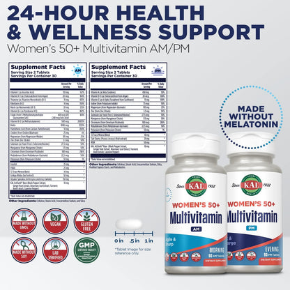KAL Plus 2-in-1 Multivitamin for Women Over 50 AM/PM Formula