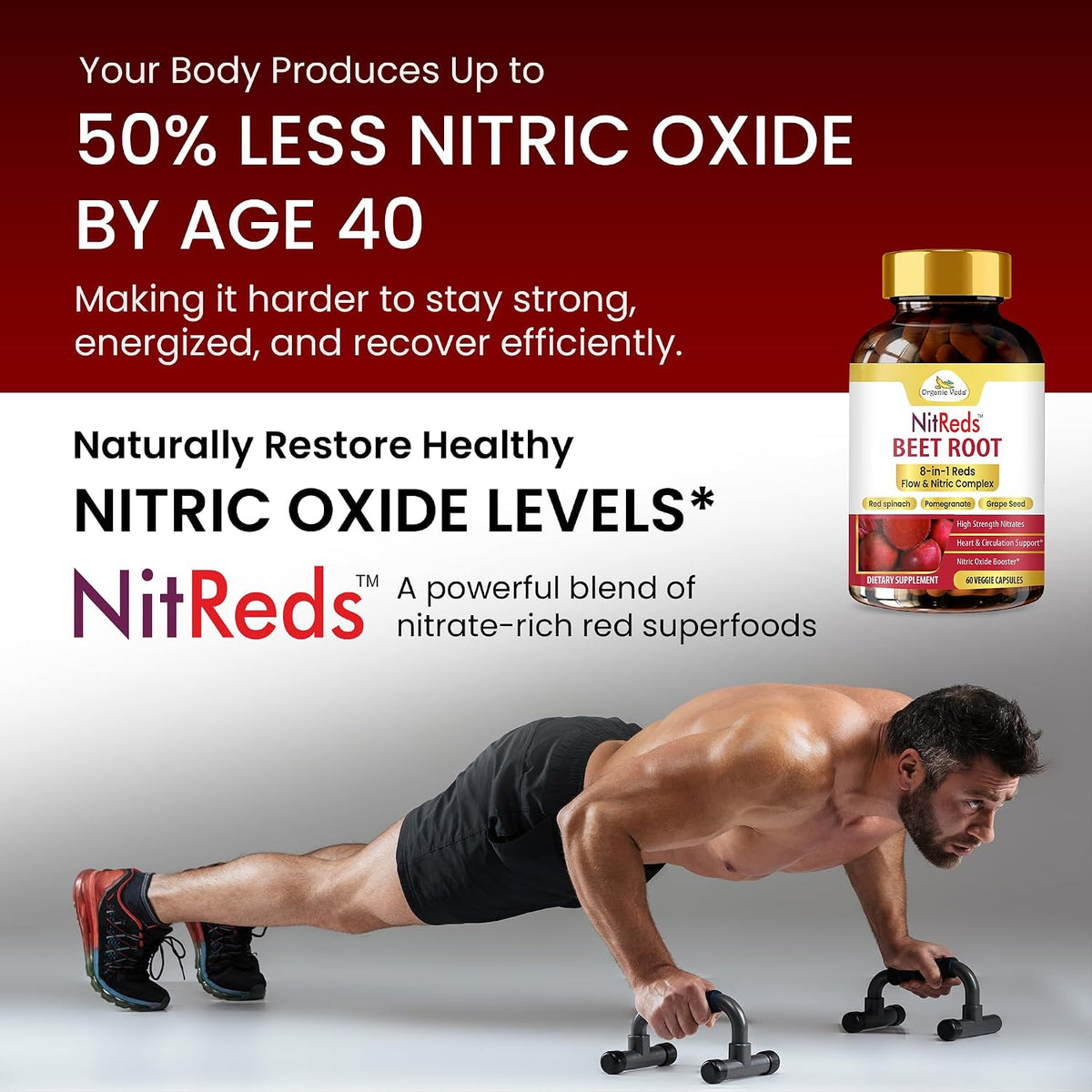 NitReds Beetroot Nitric Oxide Food Supplement – 60 Capsules - görsel 6