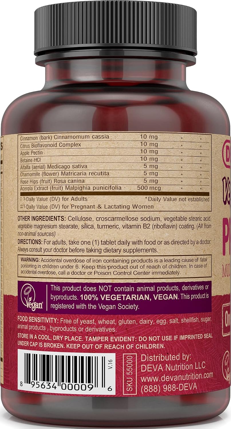 DEVA Vegan Prenatal Multivitamin – Once Daily with Folate & Chelated Iron, 90 Tablets - görsel 3