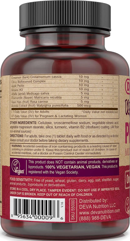 DEVA Vegan Prenatal Multivitamin – Once Daily with Folate & Chelated Iron, 90 Tablets