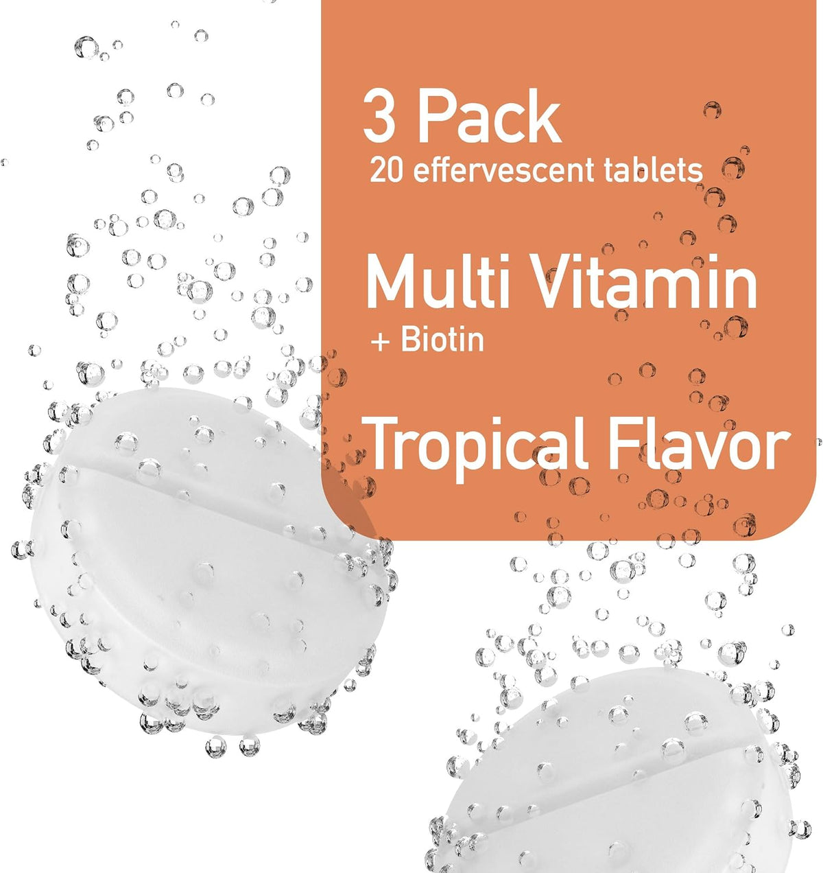 Swiss Imports Effervescent Multivitamins with Biotin for Wellness and Vitality Food Supplement with Vitamins C, E, B1, B2, B6, B12, A, and D3, 3-Pack, 60 Tablets - görsel 3