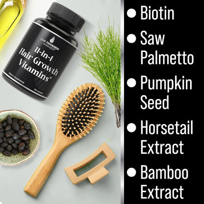 11-in-1 Vegan Hair Growth Vitamins with 5000mcg Biotin – Advanced Formula for Thicker, Healthier Hair