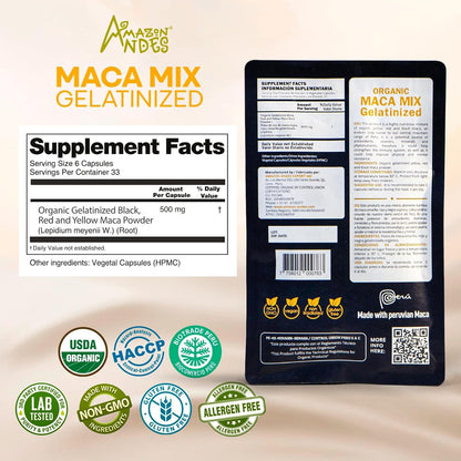 Premium Black, Red & Yellow Maca Capsules – 3000mg Serving for Energy & Vitality