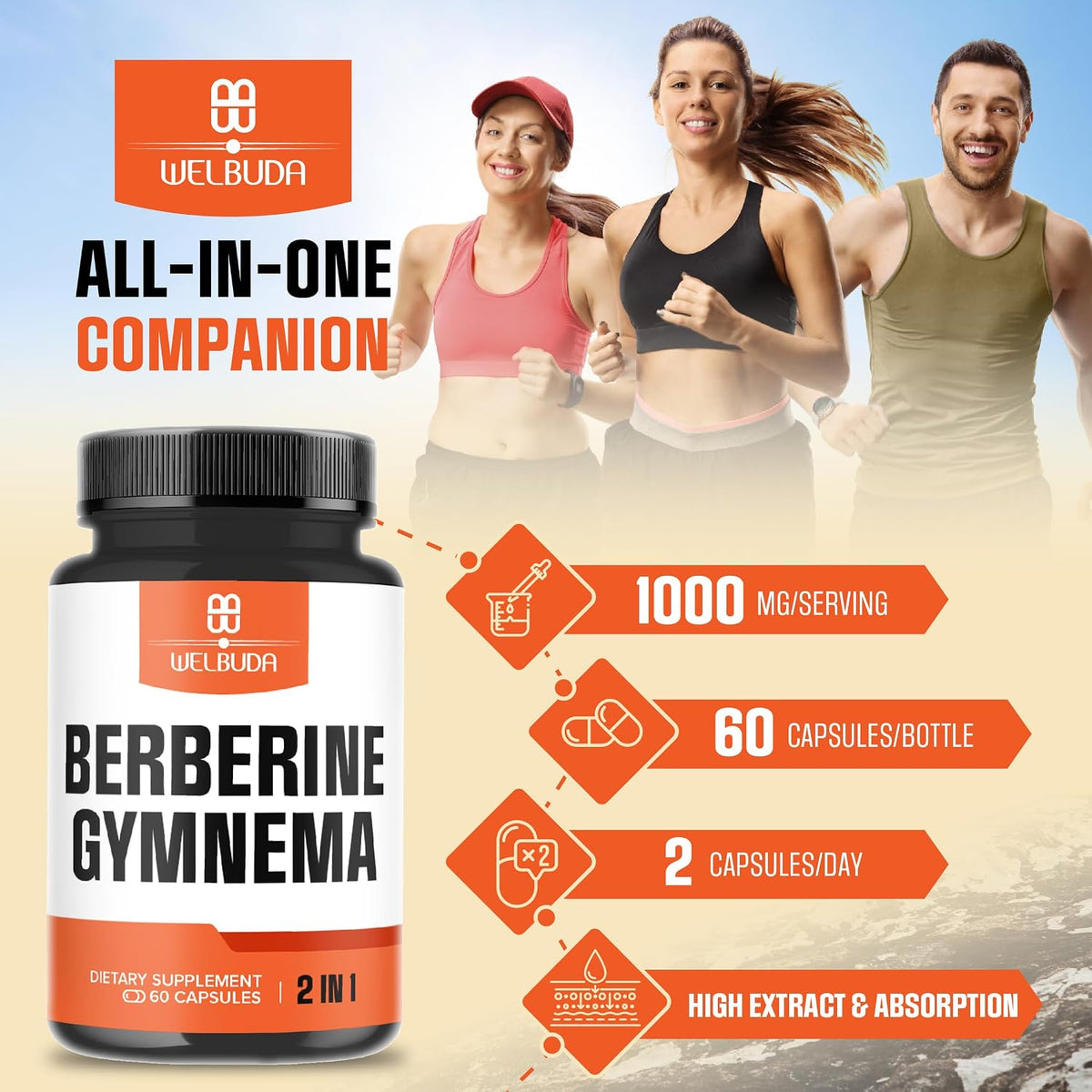 WELBUDA Berberine Food Supplement with Organic Gymnema Sylvestre Leaf - 60 Capsules - görsel 6