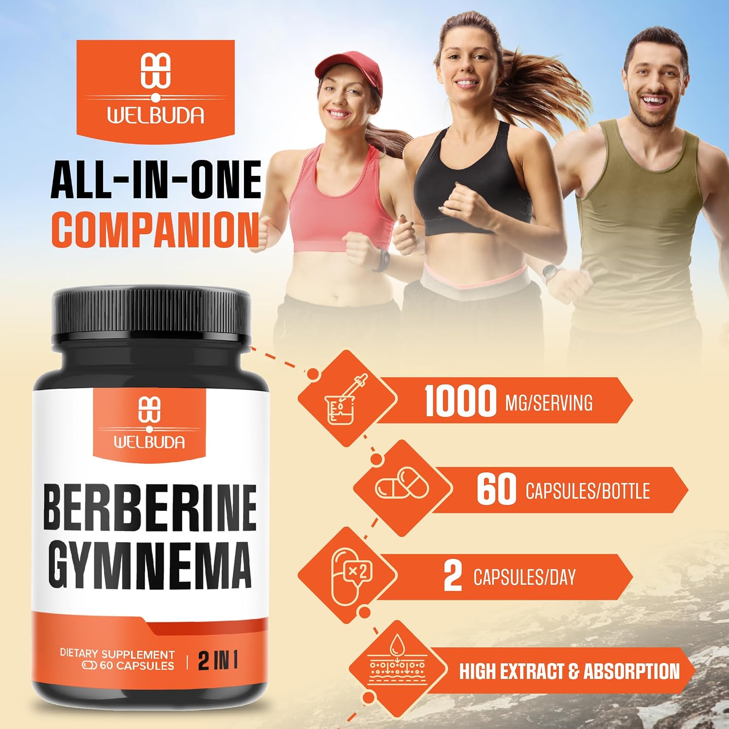 WELBUDA Berberine Food Supplement with Organic Gymnema Sylvestre Leaf - 60 Capsules - görsel 6