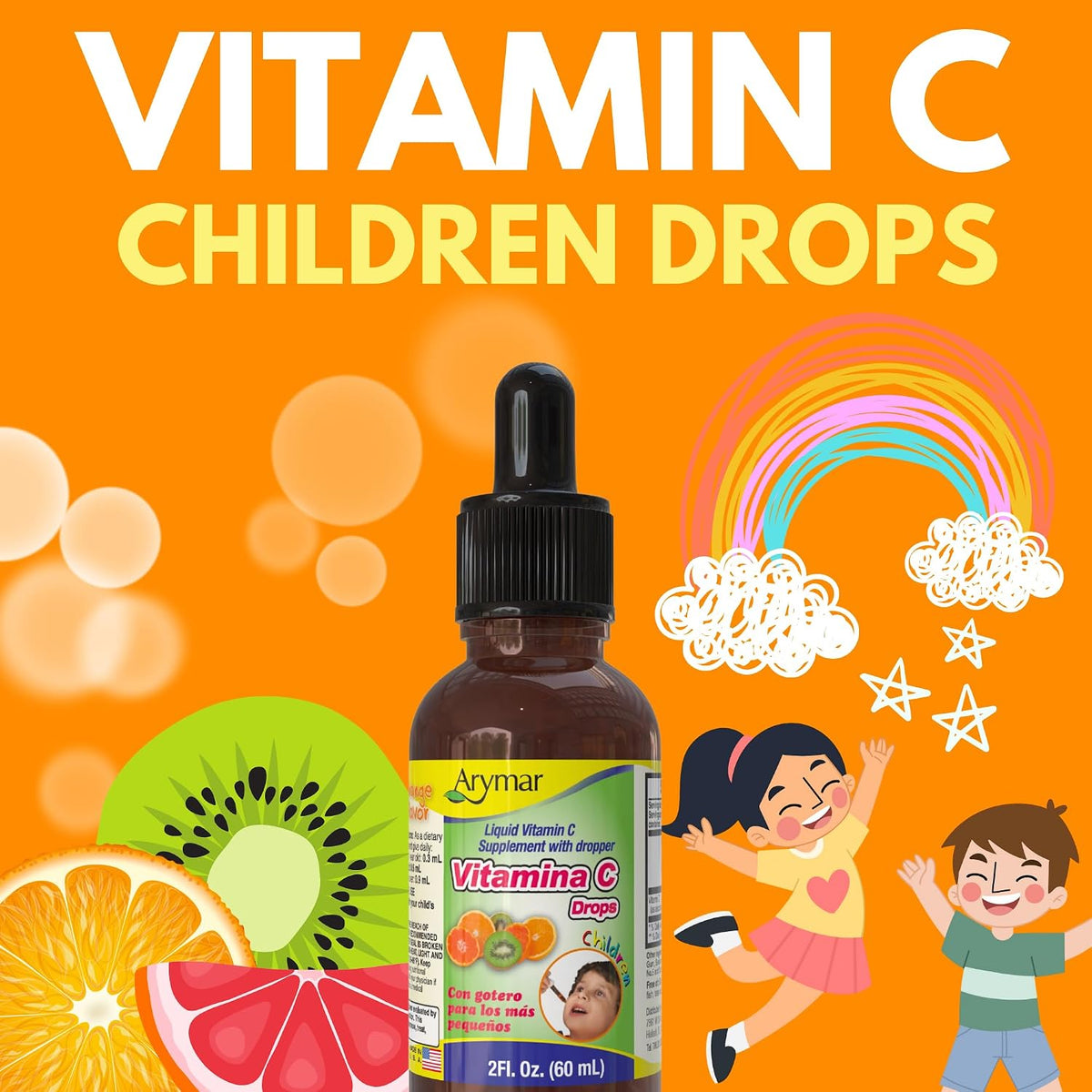 Arymar Vitamin C Drops – 60 ml Immune Support & Antioxidant Liquid, Vegan, Orange Flavour - görsel 4