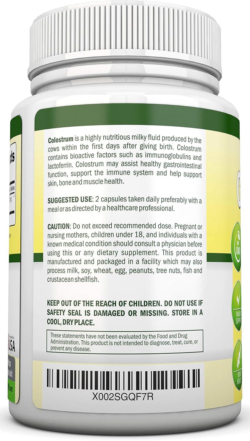 NutriONN Colostrum 1000mg - 120 Capsules | 30% IgG | Non-GMO | First Milking Bovine Colostrum - görsel 3