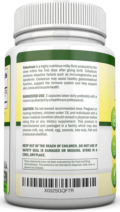 NutriONN Colostrum 1000mg - 120 Capsules | 30% IgG | Non-GMO | First Milking Bovine Colostrum