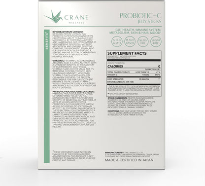 PROBIOTIC-C Jelly Sticks - Bifidobacterium and Vitamin C | Non-GMO, Gluten-free, Vegan | Individual Sachets for Easy on-the-Go Wellness