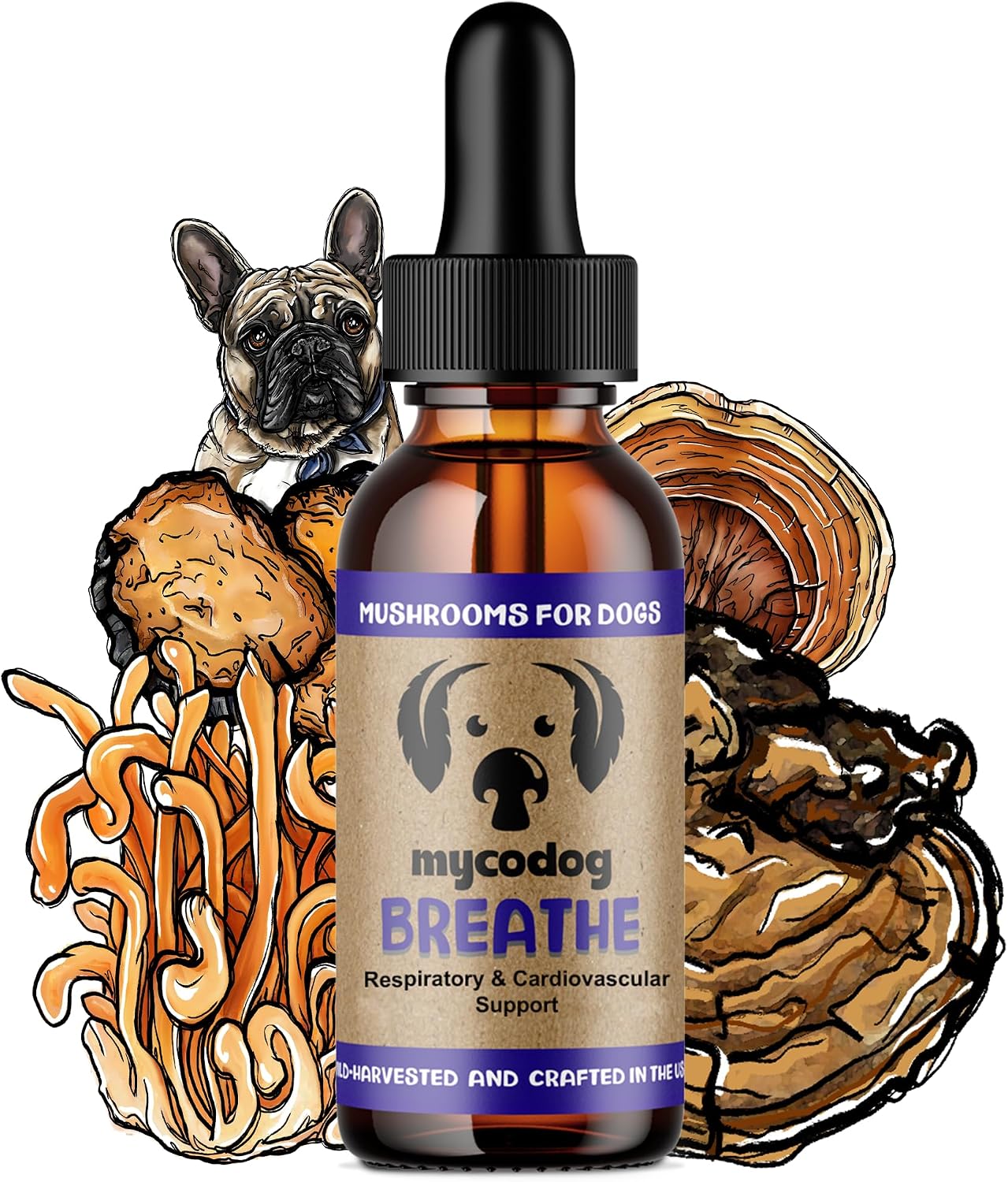 Breathe Dog Allergy Relief Drops 2 fl. oz.: Mushroom Extracts & Ashwagandha Tincture - görsel 1