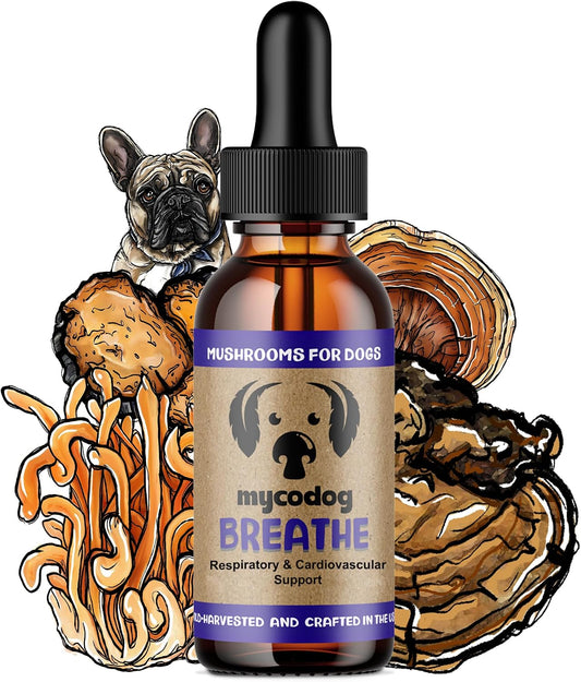Breathe Dog Allergy Relief Drops 2 fl. oz.: Mushroom Extracts & Ashwagandha Tincture