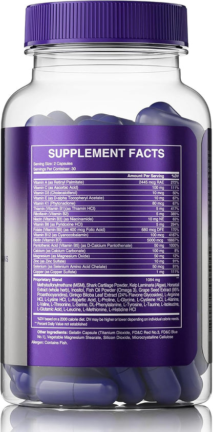 MANETABOLISM Plus Healthy Hair Growth Vitamins – Hair, Skin & Nails Supplement (60 Capsules)