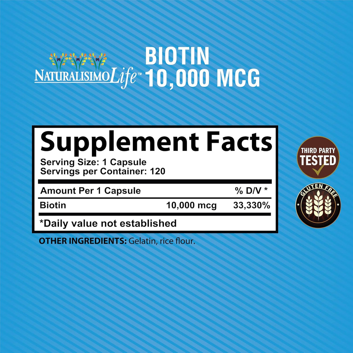 Biotin 10,000 mcg High Potency – Natural Support for Hair, Skin, Nails & Metabolism, 120 Capsules - görsel 2