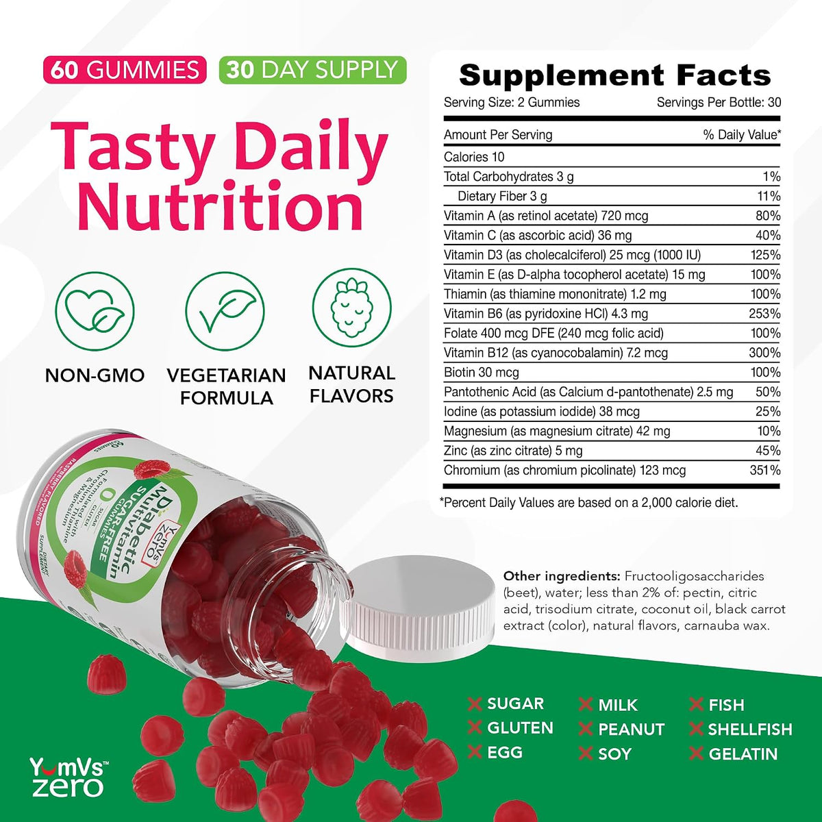 YUM-V'S Sugar-Free Multivitamin Gummies for Women and Men – 60 Count - görsel 4