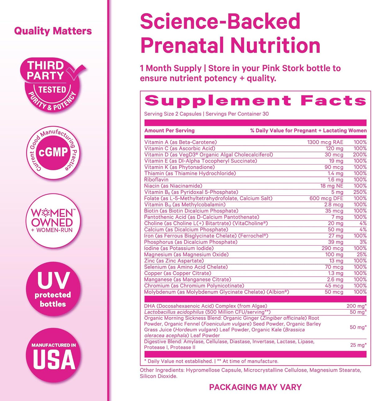 Pink Stork Premium Prenatal Vitamins for Women, 60 Capsules - görsel 6