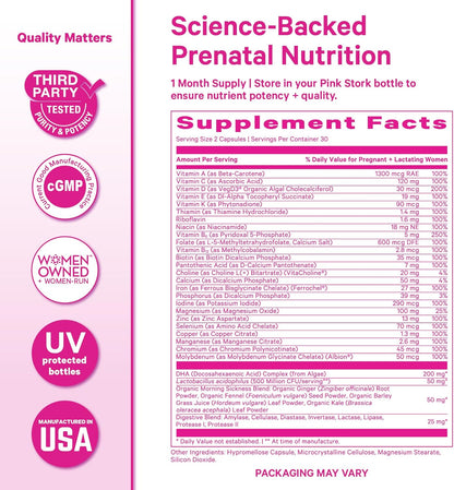 Pink Stork Premium Prenatal Vitamins for Women, 60 Capsules