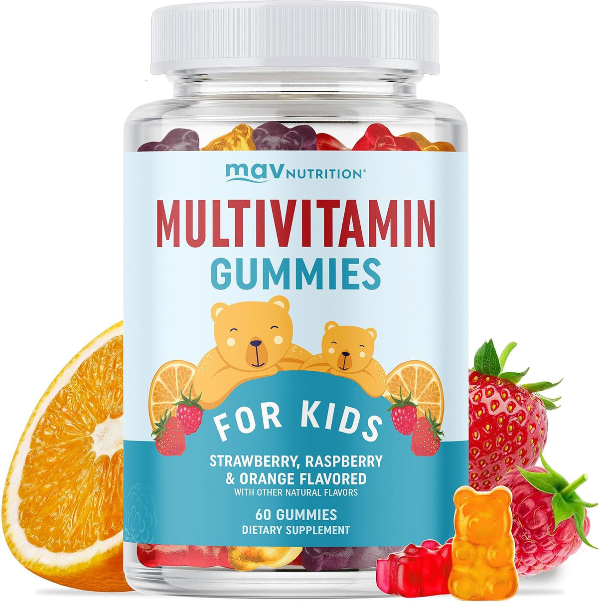 Kids Multivitamin Gummies - Vitamins A, B, C, D, E, Zinc - Non-GMO - 60 Gummies - görsel 1