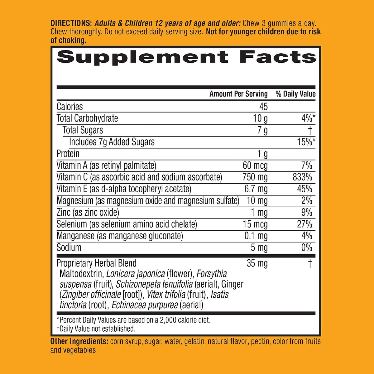 Airborne 750mg Vitamin C Immune Support Supplement Gummies for Adults, Zesty Orange Flavour, Gluten-Free Crafted Blend with Powerful Antioxidants Vitamins A C & E, 63 Gummies (2 Pack) - görsel 6