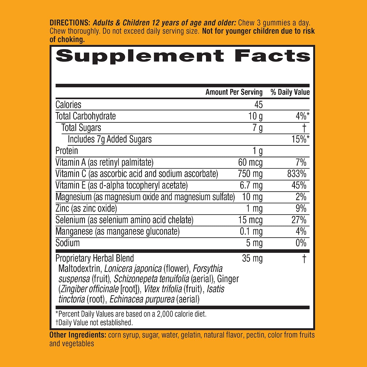 Airborne 750mg Vitamin C Immune Support Supplement Gummies for Adults, Zesty Orange Flavour, Gluten-Free Crafted Blend with Powerful Antioxidants Vitamins A C & E, 63 Gummies (2 Pack) - görsel 6