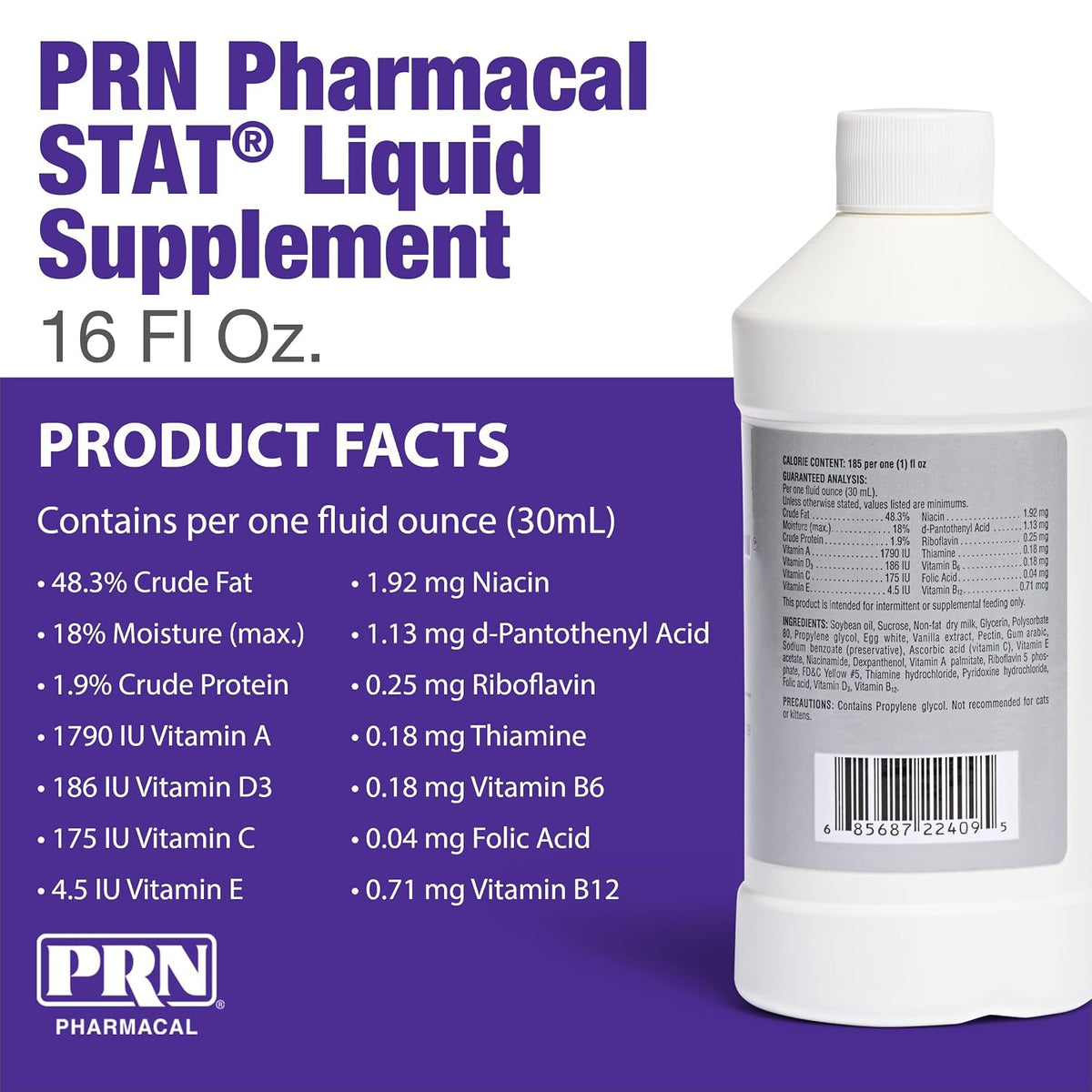 PRN Pharmacal STAT High-Calorie Nutritional Supplement for Dogs and Animals, Vanilla Flavour, 473 ml - görsel 2