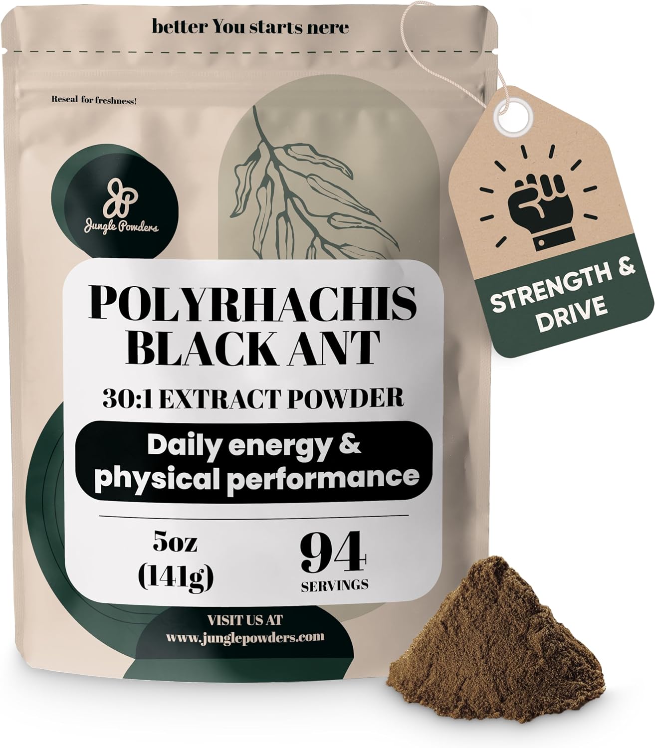 Jungle Powders Black Ant Extract Powder 30:1, 142 g (94 Servings) - Traditional Men's Health Support - görsel 1