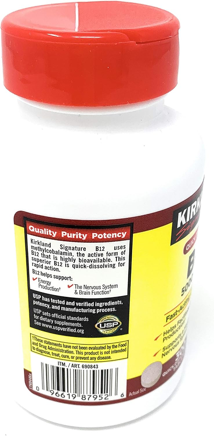 Kirkland Signature Quick Dissolve B-12 5000 mcg, 300 Tablets - görsel 3