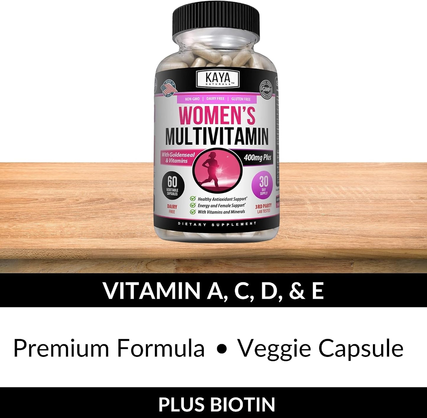 Kaya Naturals Women's Multivitamin – Overall Health, Antioxidant & Immune Support with Vitamins A, C, D, E, Biotin, Folic Acid & Multi-Mineral - görsel 5