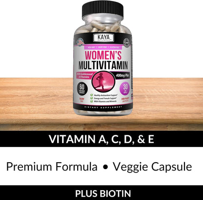 Kaya Naturals Women's Multivitamin – Overall Health, Antioxidant & Immune Support with Vitamins A, C, D, E, Biotin, Folic Acid & Multi-Mineral