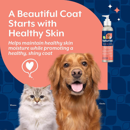 NaturVet Salmon Oil Skin & Coat Plus Omegas for Dogs & Cats (250 ml)
