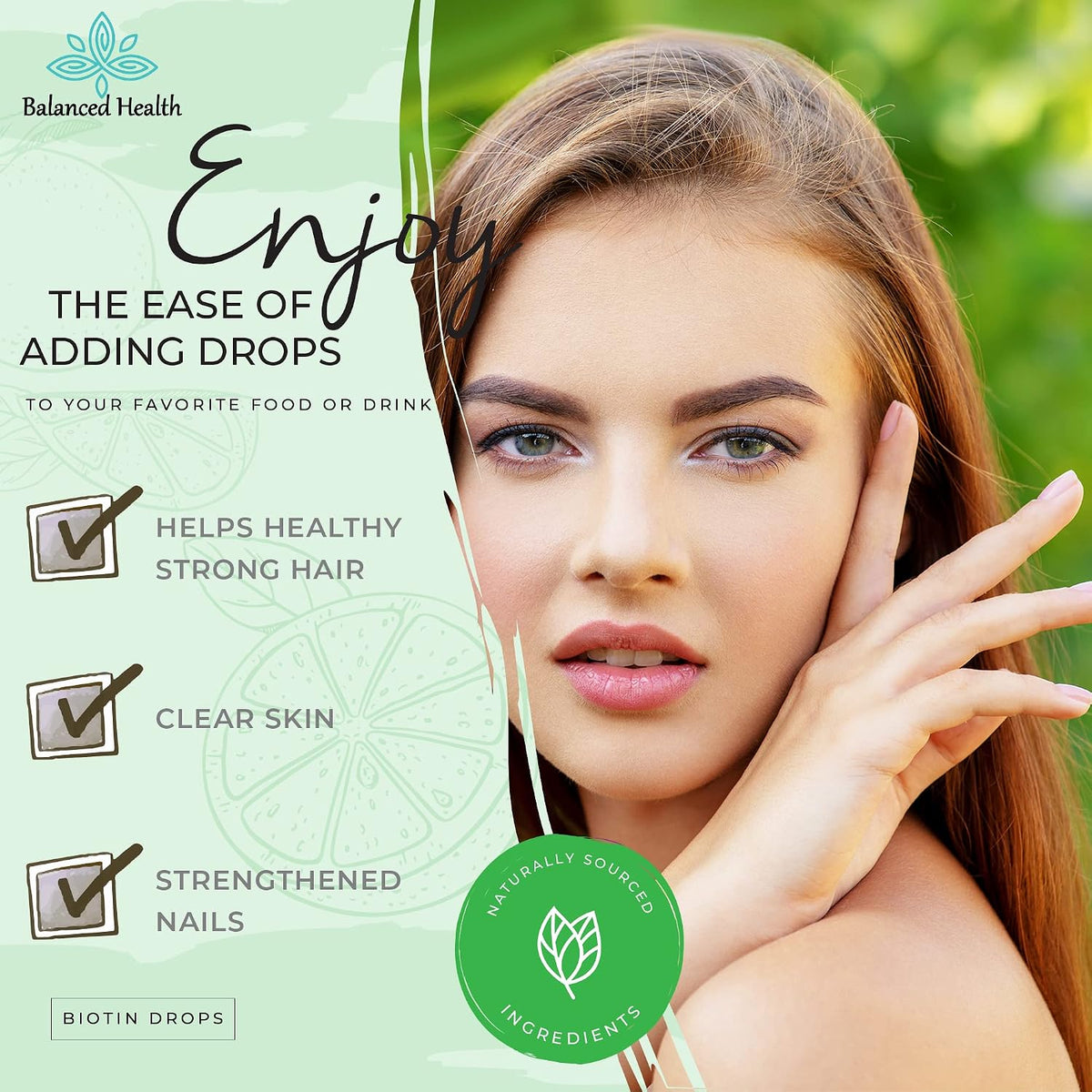 Balanced Health Biotin Drops - 120 Servings, 2oz, Lemon Flavour - Promote Healthy Hair, Skin and Nails - görsel 2
