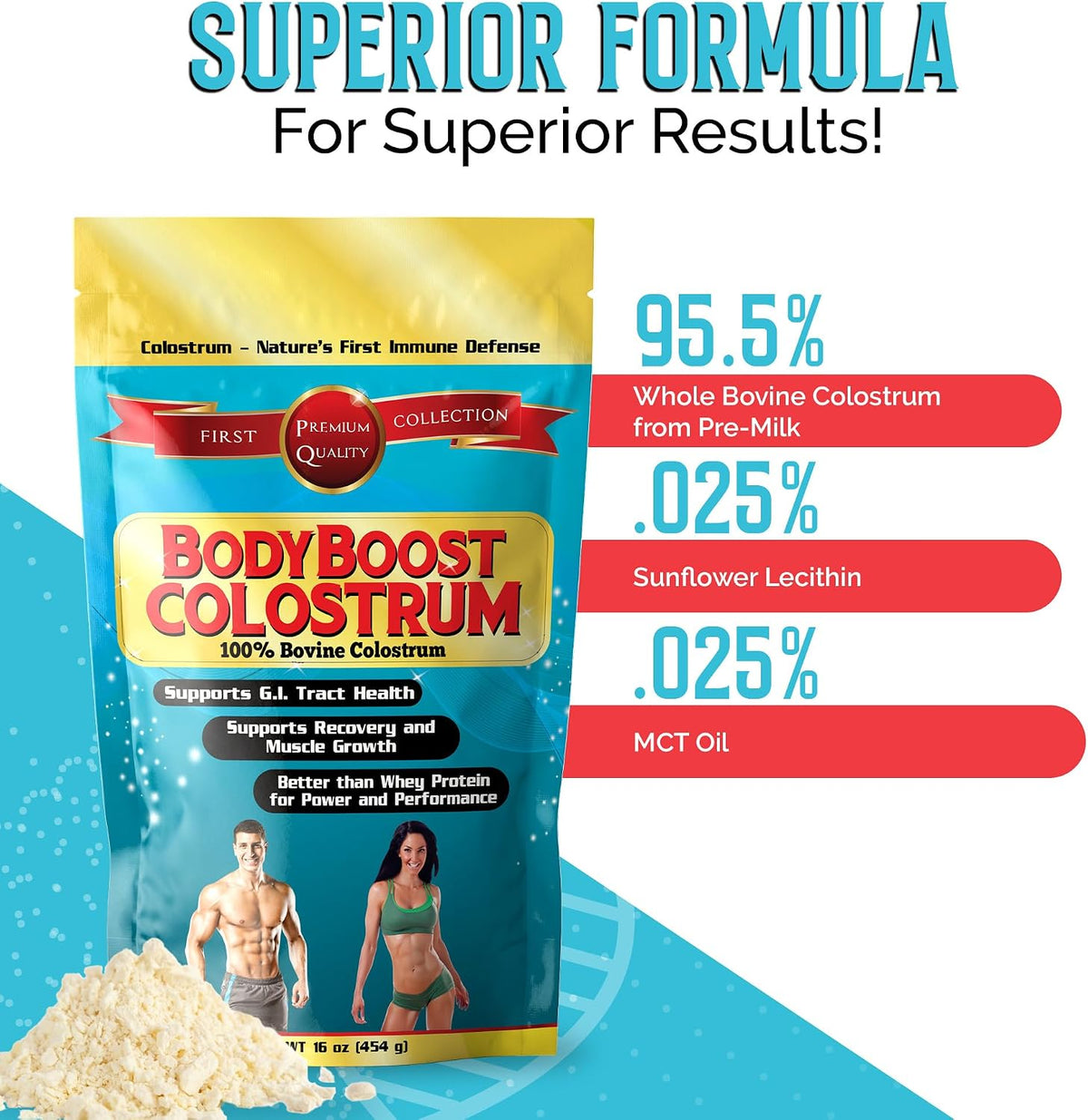BodyBoost Colostrum Whole, 100% Bovine Colostrum Powder, Grass-Fed, Non-GM, 2x454g - görsel 5