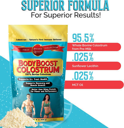 BodyBoost Colostrum Whole, 100% Bovine Colostrum Powder, Grass-Fed, Non-GM, 2x454g