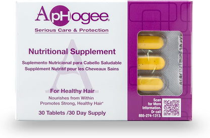Aphogee Nutritional Supplement for Healthy Hair – Biotin, Vitamins & Minerals with MSM, Collagen & Amino Acids – Nourishes Hair from Within, Promotes Healthy Hair Growth – 30 Tablets (30-Day Supply)