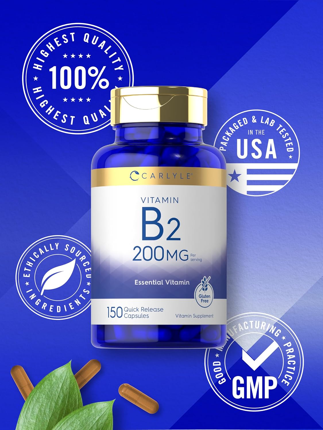 Carlyle Vitamin B2 (Riboflavin) 200mg - 150 Capsules - görsel 6