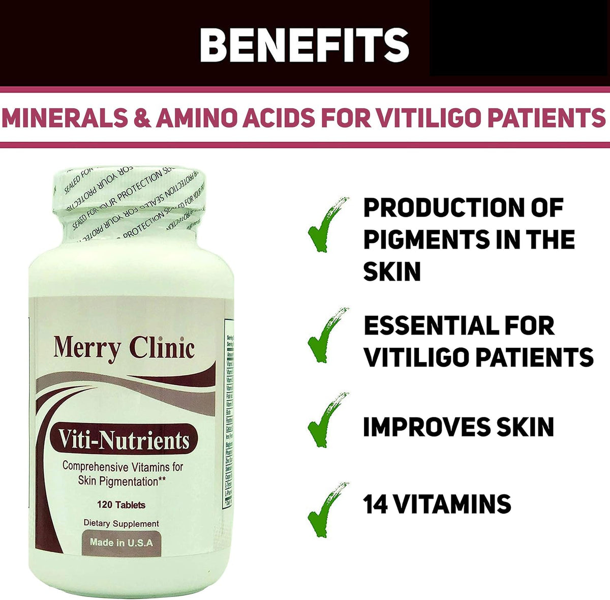 Viti-Nutrients Comprehensive Vitamin Formula for Skin Pigmentation - 120 Tablets - görsel 3