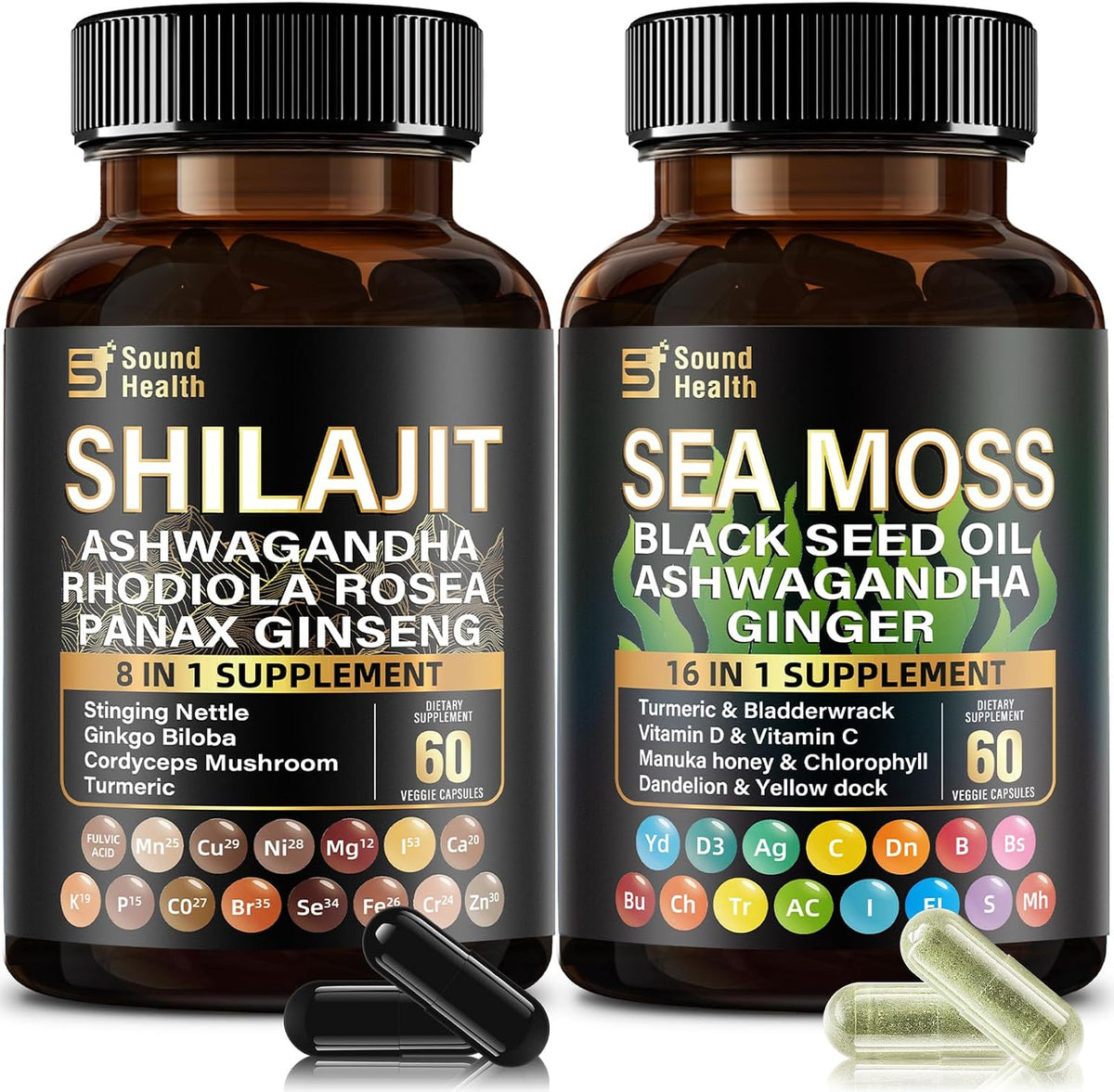 Irish Sea Moss & Shilajit Bundle – Natural Energy, Sleep Support & Hair Growth Supplement - görsel 1