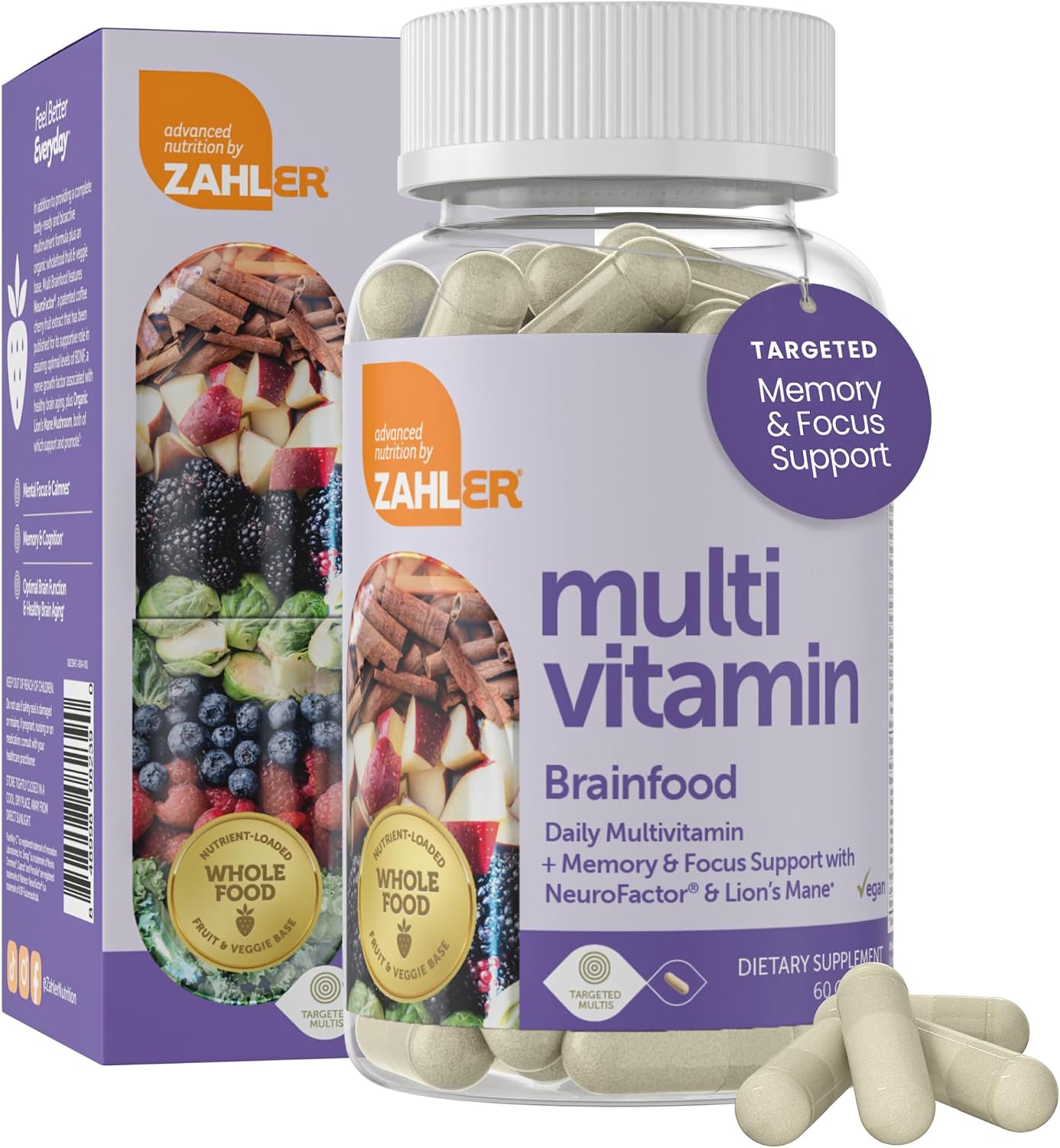 Zahler Brainfood Multivitamin with Lion's Mane and Neurofactor - 60 Capsules - görsel 2