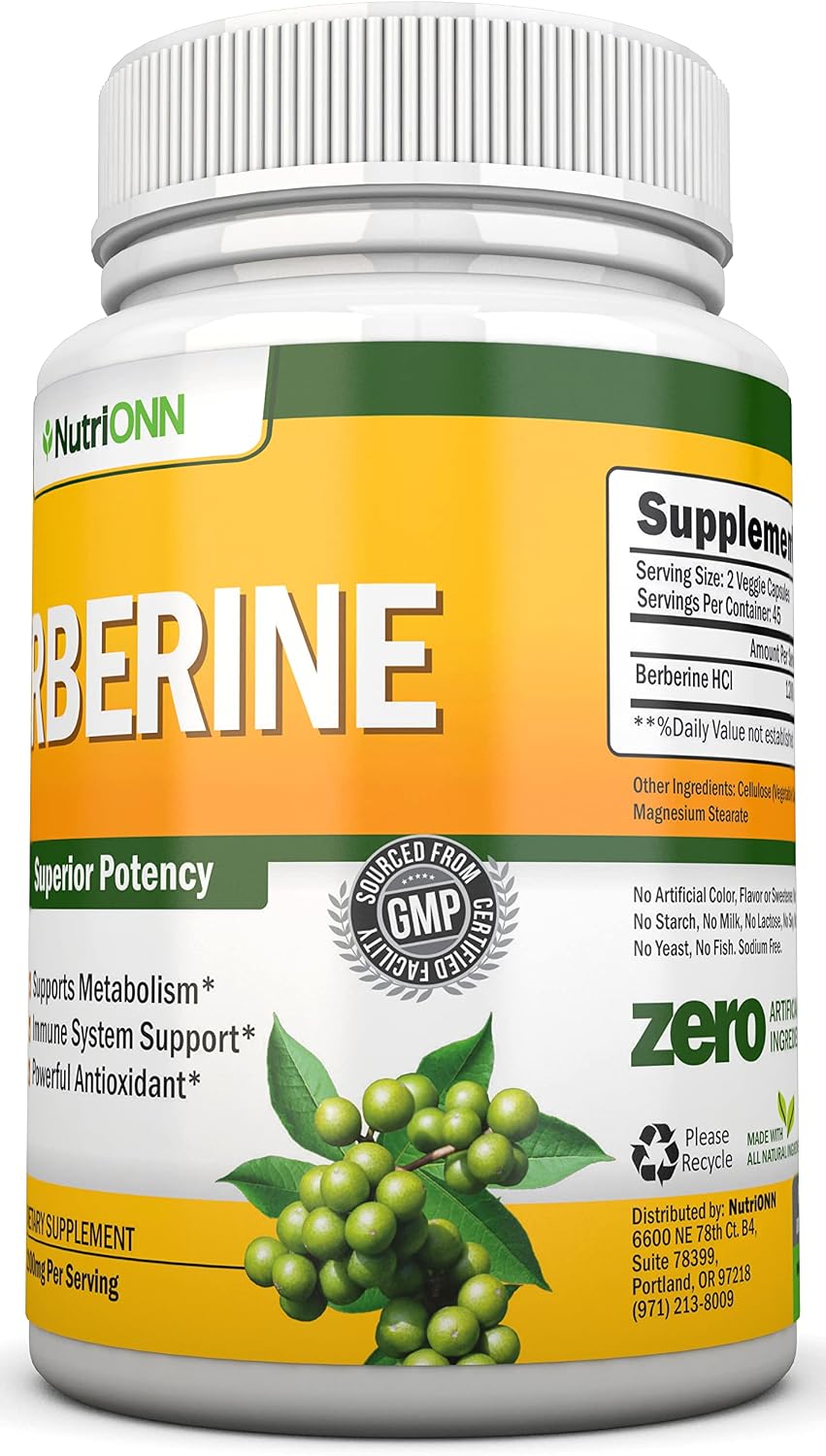 NutriONN Berberine 1200mg – 90 Vegetarian Capsules – Pure Berberine HCl Extract Supplement - görsel 6