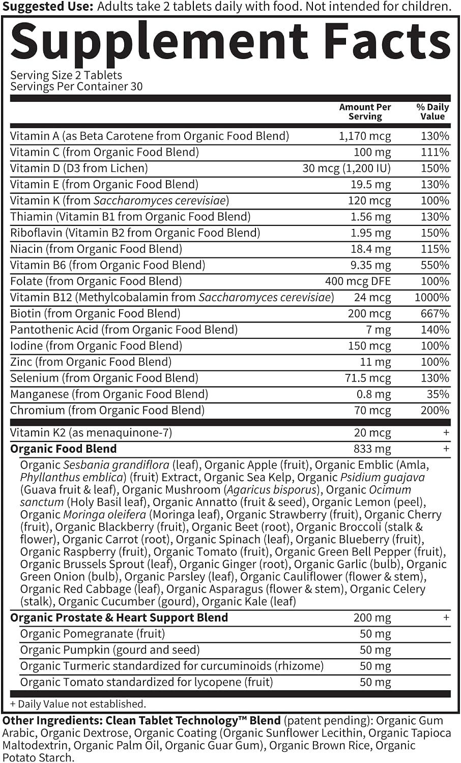 Garden of Life Organic Men's 40 Plus Multivitamin, 60 Tablets - görsel 5