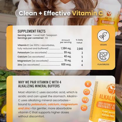 Alkaline for Life Alkalini-C Buffered Vitamin C Powder, Maize-Free