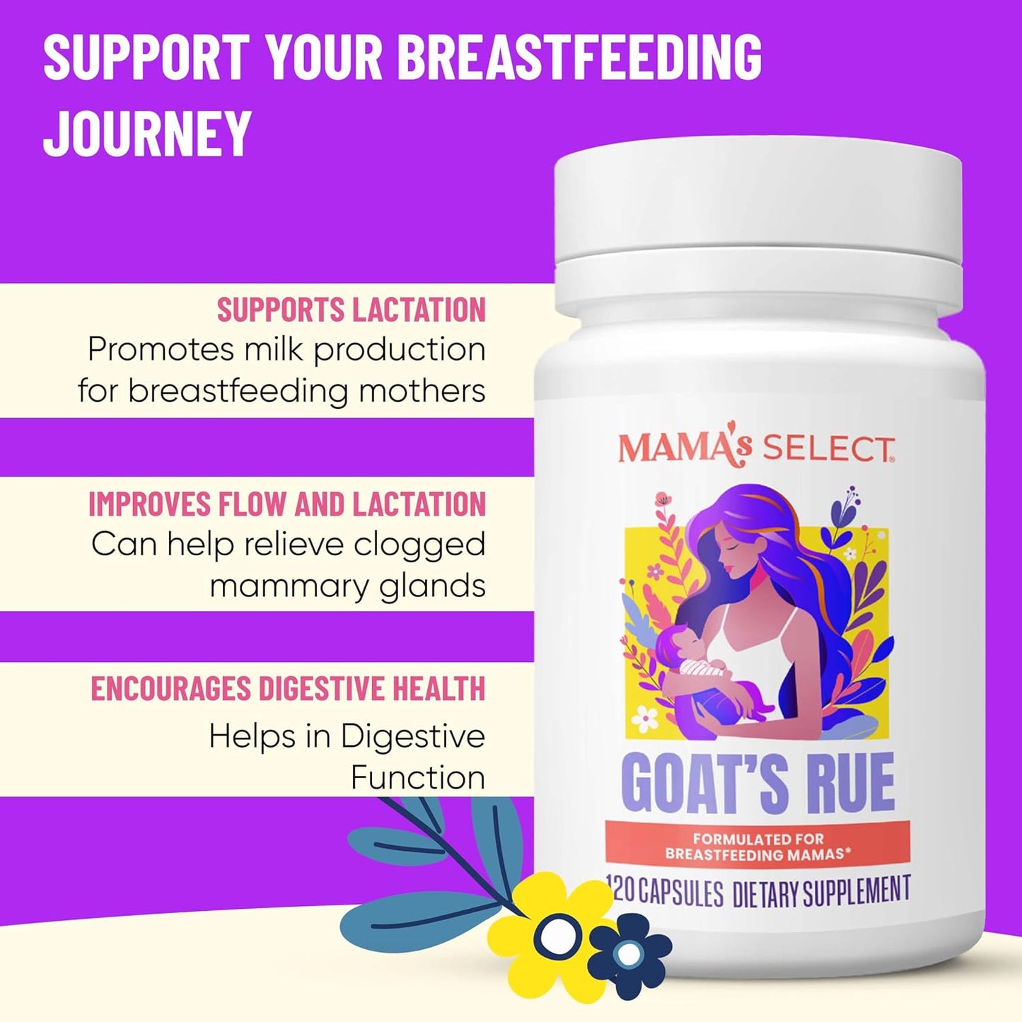 Mama's Select Organic Goat’s Rue Capsules for Breast Milk Production – Non-GM, Vegan, Gluten-Free Lactation Support - görsel 4