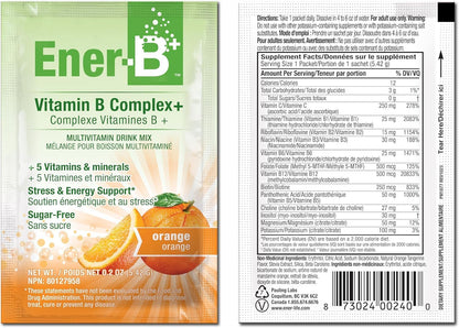 Ener-B+ Sugar Free Multivitamin Drink Mix, Vitamin B - Orange, 30 Sachets