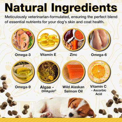 Pawlife Dog Fish Oil Supplements – Omega-3 Chews for Skin and Coat, Salmon Flavour (120 Chews)