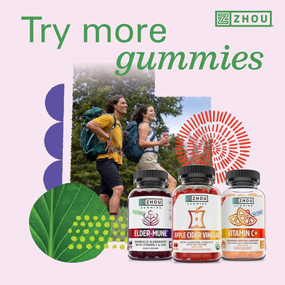 Zhou D3+K2 - Vitamin D3 K2 Supplement for Women and Men, Immune Support, Gelatine-free Gummy with 5000 IU D3 and MK-7 - 60 Veggie Gummies
