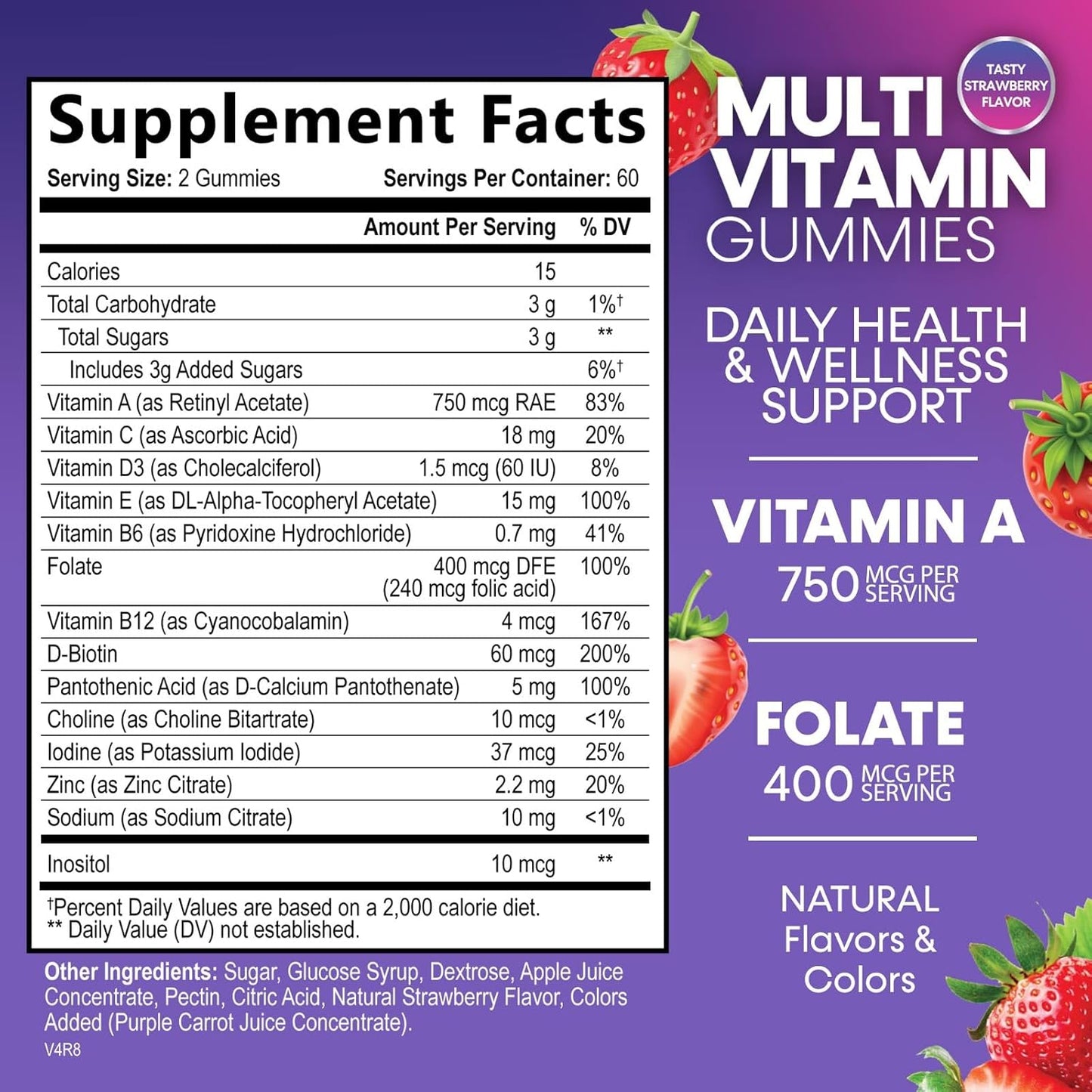 Multivitamin Gummies for Adults - Daily Adult Multivitamin Gummies with Vitamins A, C, D, B12 for Women & Men - Immune Support Gummy Multivitamins Supplement, 120 Count - görsel 2